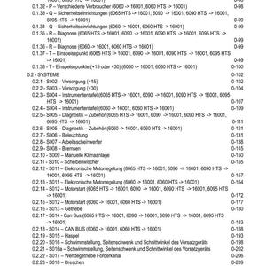May include: A printed document with a table of contents, listing various technical components and systems. The document includes sections on topics like electrical components, diagnostics, and engine control systems. The text is in German.