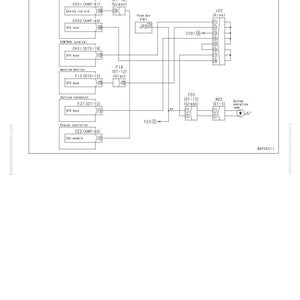 May include: A detailed circuit diagram related to a system operating lamp, featuring various components like controllers, fuse boxes, and connectors. The diagram includes text labels and symbols, with a white background and black lines.