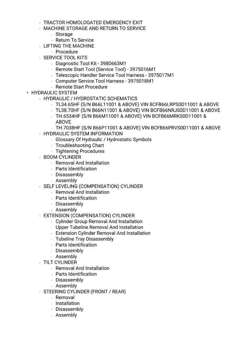 Massey ferguson Th 6534 7038 vrd Telescopic handler Service Manual PDF | Workshop Repair | Instant Download image 4