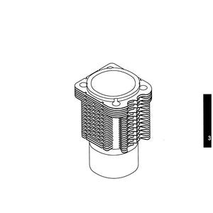 May include: Line drawing of an engine cylinder with cooling fins. The cylinder is a light gray color and has a circular top. Text in the image includes "Zylinder, Cylinder, Cylindre, Cilindro" and "Bauteile instand setzen, Repair of components, Mise en &eacute;tat des composants, Reparaci&oacute;n de componentes."