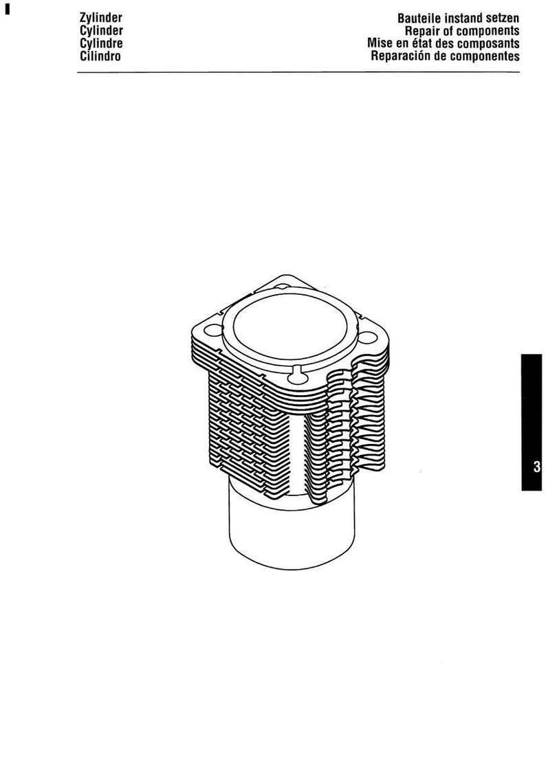 May include: Line drawing of an engine cylinder with cooling fins. The cylinder is a light gray color and has a circular top. Text in the image includes "Zylinder, Cylinder, Cylindre, Cilindro" and "Bauteile instand setzen, Repair of components, Mise en &eacute;tat des composants, Reparaci&oacute;n de componentes."