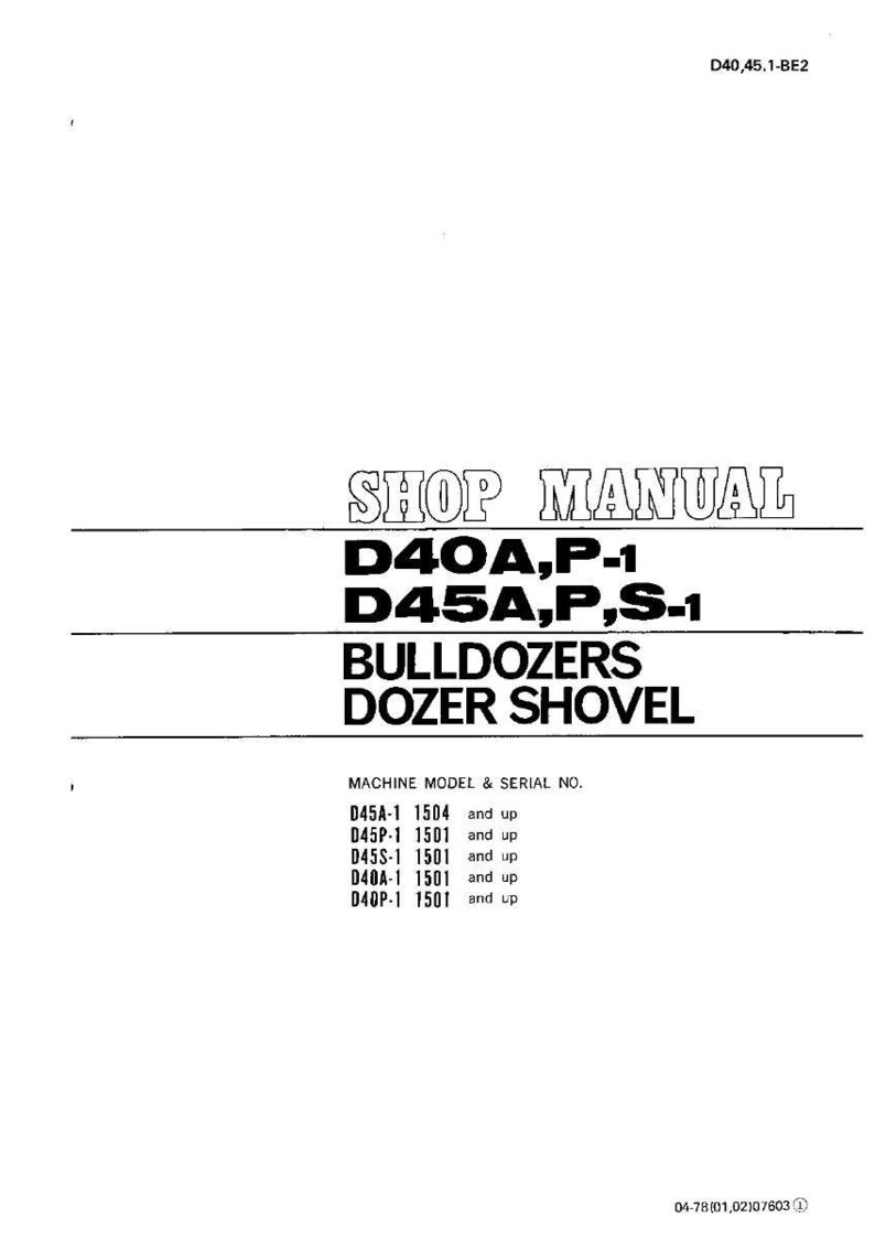 K&ouml;nnte beinhalten: Ein wei&szlig;es Werkstatthandbuch mit schwarzem Text. Der Titel lautet "SHOP MANUAL" &uuml;ber den Modellnummern D40A, P-1, D45A, P, S-1. Darunter steht "BULLDOZERS DOZER SHOVEL".