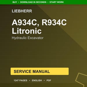 Liebherr A934c r934c litronic Hydraulic excavator Service Manual PDF | Workshop Repair | Instant Download image 1