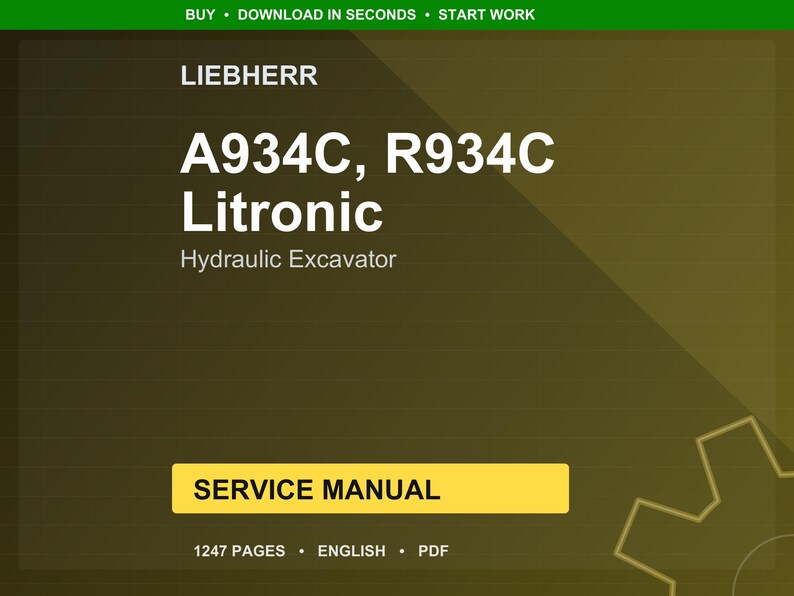 Liebherr A934c r934c litronic Hydraulic excavator Service Manual PDF | Workshop Repair | Instant Download image 1