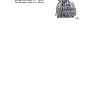 May include: An engine component diagram with the text "ACCESSOIRES MOTEUR" at the top. The image includes a detailed illustration of an engine part, along with text referencing specific procedures and page numbers.