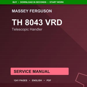 Massey ferguson Th 8043 vrd Telescopic handler Service Manual PDF | Workshop Repair | Instant Download image 1