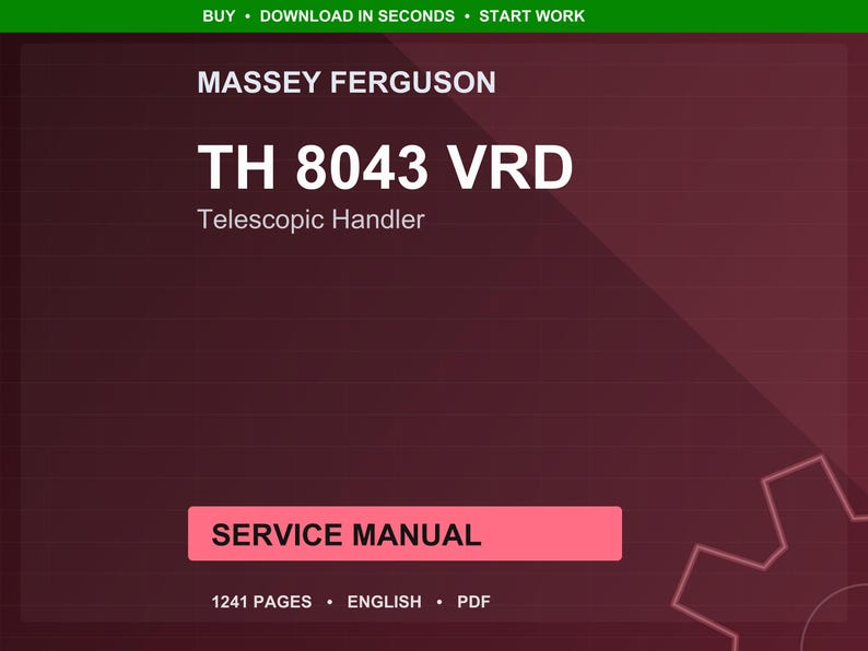 Massey ferguson Th 8043 vrd Telescopic handler Service Manual PDF | Workshop Repair | Instant Download image 1