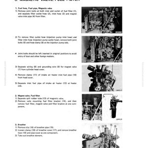 May include: A manual page showing the disassembly and assembly of a magnetic valve fuel filter. The text provides numbered instructions with diagrams of engine parts.
