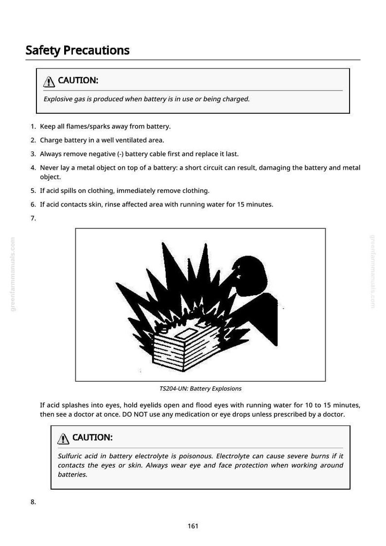 K&ouml;nnte beinhalten: Eine Seite aus einem Handbuch mit Sicherheitshinweisen f&uuml;r Batterien. Der Text enth&auml;lt Warnungen vor explosivem Gas, S&auml;urespritzern und Kurzschl&uuml;ssen. Eine Illustration zeigt eine Batterieexplosion. Der Text enth&auml;lt auch Anweisungen.