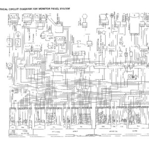 May include: A black and white electrical circuit diagram for a monitor panel system. The diagram includes various components, lines, and text, with the title "ELECTRICAL CIRCUIT DIAGRAM FOR MONITOR PANEL SYSTEM" at the top.