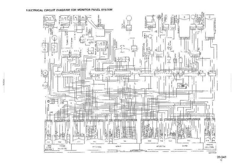 May include: A black and white electrical circuit diagram for a monitor panel system. The diagram includes various components, lines, and text, with the title "ELECTRICAL CIRCUIT DIAGRAM FOR MONITOR PANEL SYSTEM" at the top.
