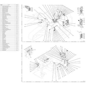 May include: A technical diagram with multiple detailed illustrations of mechanical components, including wiring and parts, accompanied by a comprehensive parts list. The diagrams are in black and white, providing a clear view of the internal structure.