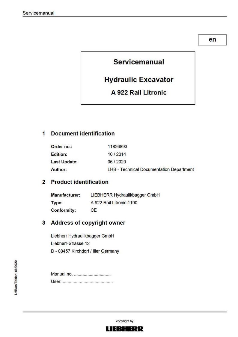 Liebherr A922 rail litronic 1190 Hydraulic excavator Service Manual PDF | Workshop Repair | Instant Download image 2