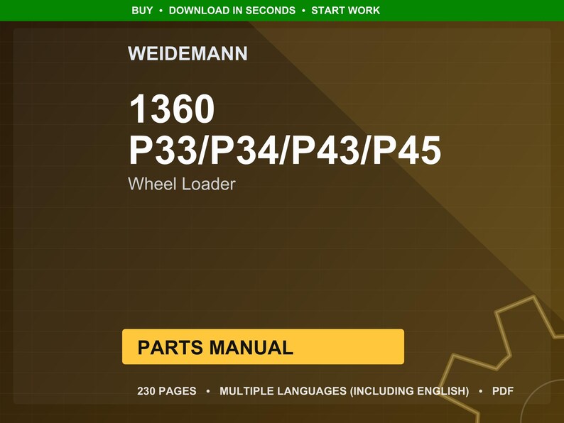 Weidemann 1360 P33 p34 p43 p45 Wheel loader Parts Manual PDF | Illustrated Catalog | Instant Download image 1
