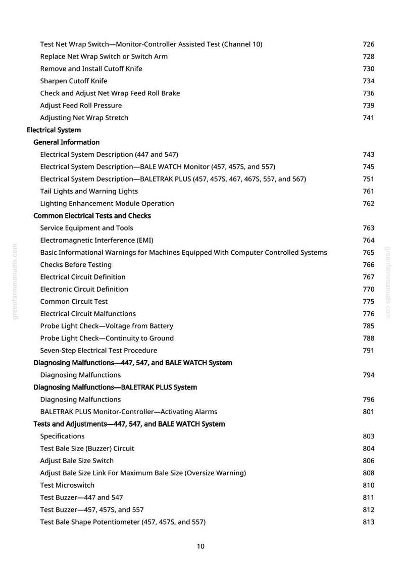 John Deere 447 457 467 547 557 567 Silage Special Baler Repair Manual PDF | Service Workshop | Instant Download image 10