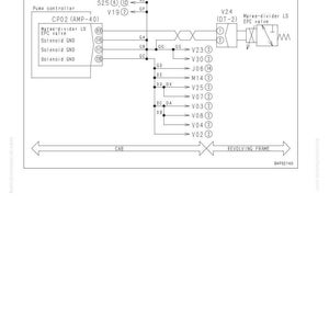 Pode incluir: Um diagrama de circuito relacionado a um solen&oacute;ide Merge-Divider LS, com texto como "Failure Code [DXE6KA]" e "40 Troubleshooting." O diagrama mostra um controlador de bomba, uma v&aacute;lvula EPC e conex&otilde;es el&eacute;tricas.