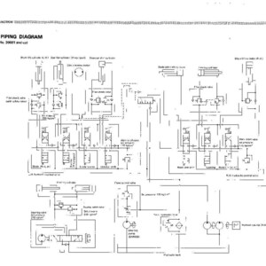 K&ouml;nnte beinhalten: Ein detailliertes hydraulisches Rohrleitungsdiagramm mit Text, Linien und Symbolen. Das Diagramm enth&auml;lt den Titel "HYDRAULIC PIPING DIAGRAM" und weitere technische Informationen. Das Bild ist in Schwarzwei&szlig;.