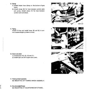 K&ouml;nnte beinhalten: Eine Seite aus einem Handbuch mit dem Titel &bdquo;Demontage und Montage&ldquo; mit Diagrammen und Anweisungen f&uuml;r einen Torrahmen. Die Seite enth&auml;lt nummerierte Schritte f&uuml;r das Klemmen, Verlegen von Rohren, die Installation von Abdeckungen und Platten sowie Verweise auf andere Baugruppen.
