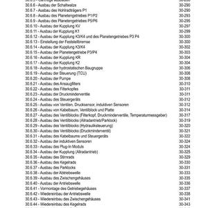 Pu&ograve; includere: Un sommario dettagliato in testo nero su sfondo bianco, che elenca vari componenti meccanici e i relativi numeri di pagina. Il documento &egrave; probabilmente un manuale tecnico o una guida.