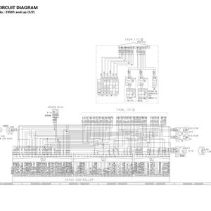 May include: An electrical circuit diagram for PC78UU-6, serial number 23501 and up. The diagram is a detailed schematic with numerous lines, symbols, and labels, presented in black and white.