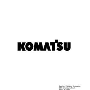 May include: The word "KOMATSU" is printed in bold, black letters on a white background. Below the word are the details of DataKom Publishing Corporation, including the address in Peoria, IL, and the text "Printed in U.S.A. 3/01."
