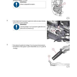 May include: A page from a manual detailing the method of intervention for a high-pressure pump. The text is in French, with diagrams and numbered steps. Includes images of parts and assembly instructions.