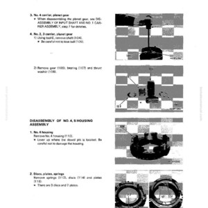 Pode incluir: Um diagrama t&eacute;cnico de um manual que detalha a desmontagem e montagem de componentes mec&acirc;nicos. A imagem inclui pe&ccedil;as rotuladas, diagramas e instru&ccedil;&otilde;es para a manuten&ccedil;&atilde;o da transmiss&atilde;o. O texto inclui "DESMONTAGEM E MONTAGEM" e "TRANSMISS&Atilde;O".