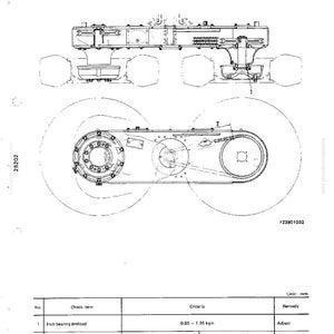 May include: Technical diagram of a tandem drive system, featuring detailed schematics of mechanical components. Includes a table with specifications for hub bearing preload and chain extension, with measurements in millimeters.