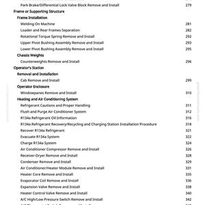 Pu&ograve; includere: Una pagina di manuale con un sommario. I titoli includono "Freno di stazionamento", "Sistema idraulico" e "Sistema di riscaldamento e climatizzazione". I numeri di pagina sono a destra.