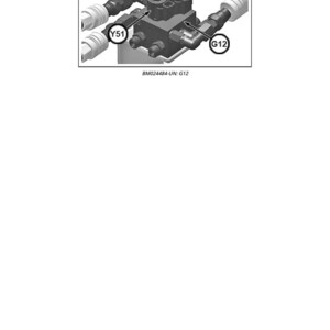 K&ouml;nnte beinhalten: Eine Illustration einer mechanischen Komponente mit mehreren Rohren und Anschl&uuml;ssen. Die Komponente ist dunkelgrau mit mehreren beschrifteten Anschlusspunkten, darunter B51, Y51, Y52 und G12. Der Text "BM024484-UN: G12" ist ebenfalls vorhanden.