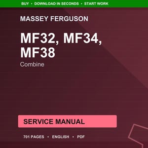 Massey Ferguson MF32 MF34 MF38 Skördetröska Servicehandbok PDF | Verkstadsreparation | Direktnedladdning bild 1
