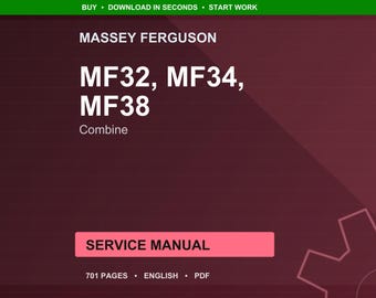 Manual de Serviço da Colheitadeira Massey Ferguson MF32 MF34 MF38 em PDF | Reparo em Oficina | Download Imediato