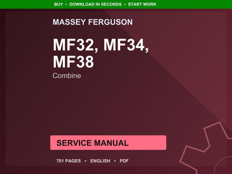 Massey Ferguson MF32 MF34 MF38 Skördetröska Servicehandbok PDF | Verkstadsreparation | Direktnedladdning bild 1