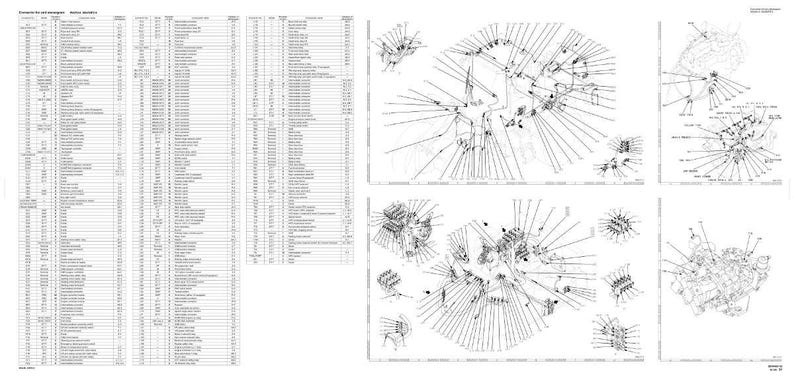May include: A detailed technical diagram with multiple sections. The image includes a parts list on the left and several exploded diagrams of mechanical components on the right. The diagrams are in black and white.