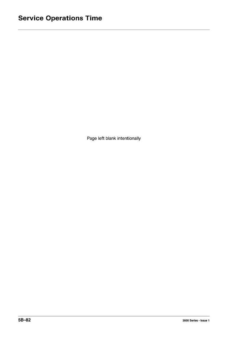 May include: White document with the text "Service Operations Time" at the top. The text "Page left blank intentionally" is centered. The document has the text "5B-82" at the bottom left and "3600 Series - Issue 1" at the bottom right.