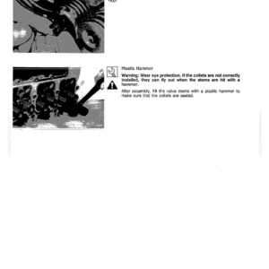 May include: A page from a shop manual with diagrams and text related to cylinder head assembly. The text includes warnings about eye protection and instructions for using a plastic hammer. The page is titled "Cylinder Head - Assembly (2-13)".