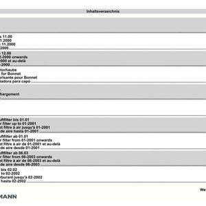 May include: A page from a Weidemann 4204 D/P manual, featuring a table of contents in multiple languages. The text includes terms like "Heating", "Bonnet", and "Exhaust and air filter".