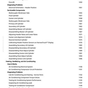 May include: A white page with a detailed list of technical terms and numbers, likely from a manual. The text includes terms like "Air Conditioning," "Cylinder," and "Header." The page number "8" is visible at the bottom.