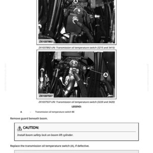 May include: Diagram of a transmission oil temperature switch B8, with close-up images of the switch and related components. Includes text labels and instructions for maintenance and replacement.