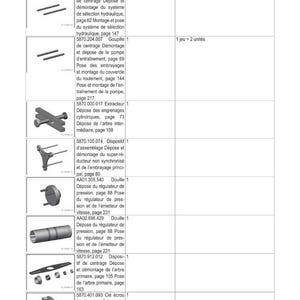 May include: A detailed technical document with a table titled "M&Eacute;THODE D'INTERVENTION" (Method of Intervention). The table lists figures, command numbers, descriptions, quantities, and comments. The document appears to be a guide for mechanical procedures.