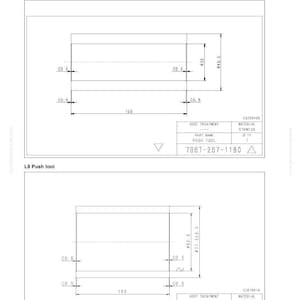 May include: Technical drawing of two push tools, L7 and L8, with dimensions and specifications. The L7 tool has a diameter of 32 and 49.5, while the L8 tool has a diameter of 62.6 and 77.5. The drawing includes part names and material details.