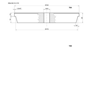 Puede incluir: Dibujo t&eacute;cnico de una herramienta especial, etiquetada como T4, con dimensiones en mil&iacute;metros. El dibujo incluye una vista en secci&oacute;n transversal, mostrando caracter&iacute;sticas internas y medidas. El n&uacute;mero de pieza es 660.18.1479.