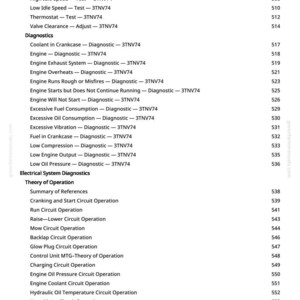 Pu&ograve; includere: Una pagina di manuale con un sommario. Il testo include sezioni su iniezione di carburante, diagnostica e diagnostica del sistema elettrico. I numeri di pagina sono elencati.