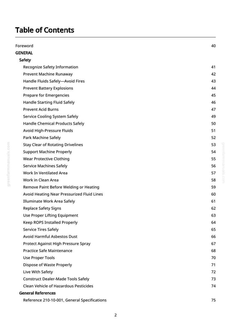 Puede incluir: Documento impreso titulado "Tabla de Contenidos" con una lista de temas relacionados con la seguridad. El documento incluye secciones sobre seguridad, referencias generales y procedimientos de seguridad espec&iacute;ficos. Los n&uacute;meros de p&aacute;gina se enumeran a la derecha.