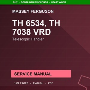 Massey ferguson Th 6534 7038 vrd Telescopic handler Service Manual PDF | Workshop Repair | Instant Download image 1