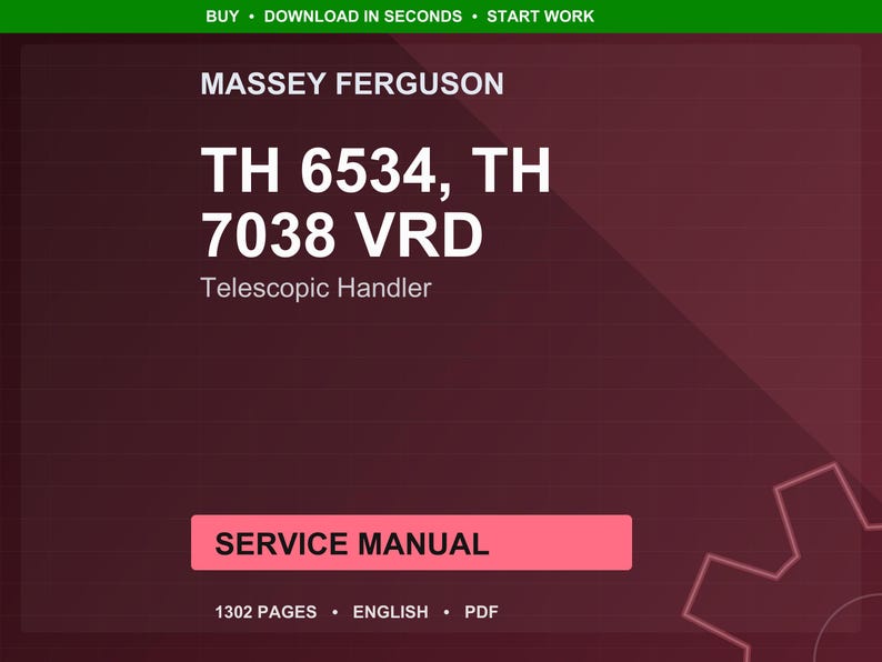 Massey ferguson Th 6534 7038 vrd Telescopic handler Service Manual PDF | Workshop Repair | Instant Download image 1