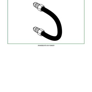 Op de afbeelding: Een zwarte hydraulische overbruggingsslang, ongeveer 91 cm lang, met zilverkleurige connectoren aan beide uiteinden. De slang is in een U-vorm gebogen. De tekst "R36659 - Hydraulic Jumper Hose (3 ft)" staat bovenaan.
