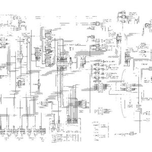 May include: A detailed black and white schematic diagram featuring numerous lines, symbols, and text labels. The complex design appears to represent an electrical circuit or system, with various interconnected components.