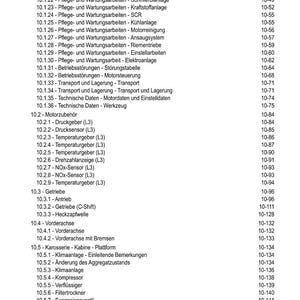 May include: A detailed table of contents in black text on a white background. The document lists various automotive maintenance and repair topics, including engine components, transmission, and air conditioning systems. Page numbers are aligned to the right.