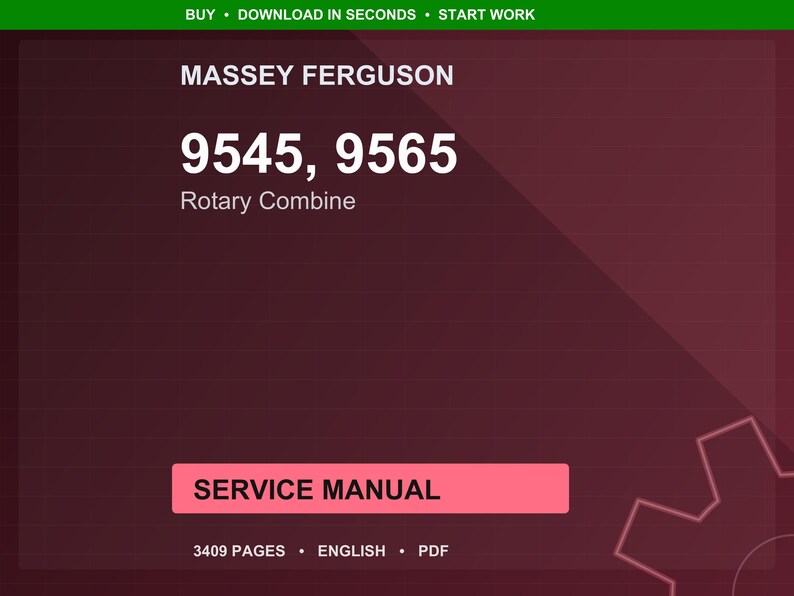 Massey ferguson 9545 9565 Rotary combine Service Manual PDF | Workshop Repair | Instant Download image 1